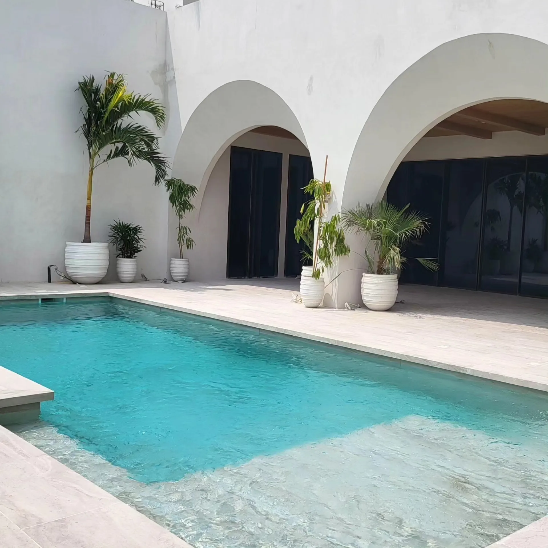 A pool being stripped back and rebuilt during a renovation