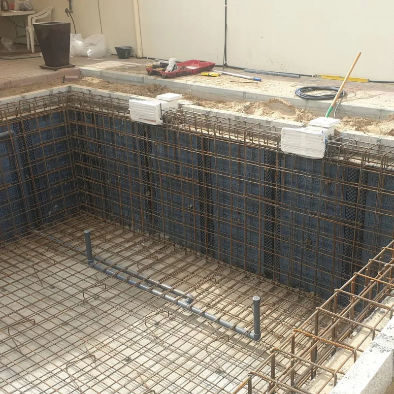 A pool being stripped back and rebuilt during a renovation