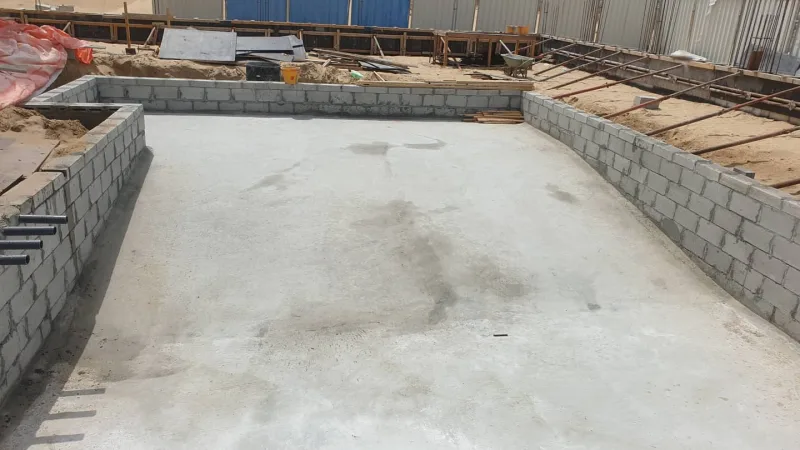 A pool being stripped back and rebuilt during a renovation