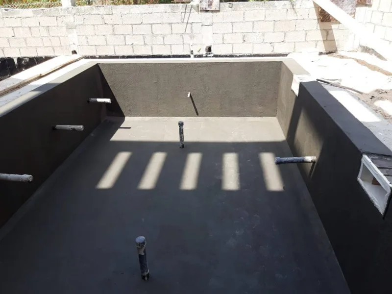 A pool being stripped back and rebuilt during a renovation