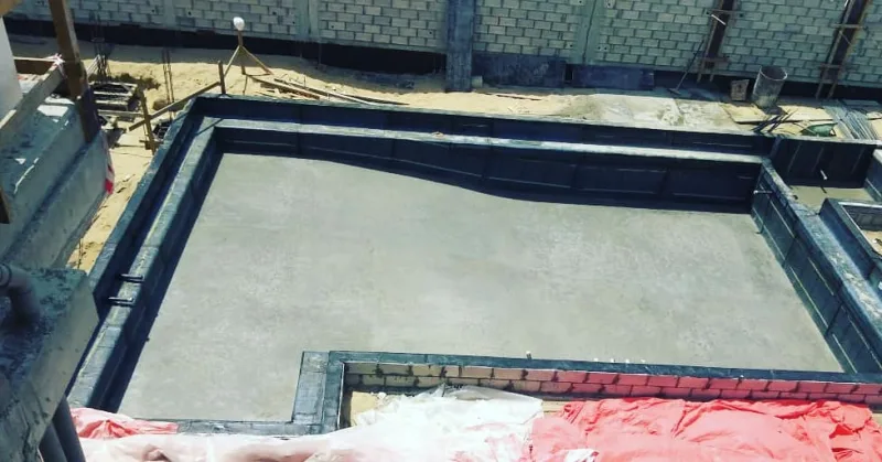 A pool being stripped back and rebuilt during a renovation